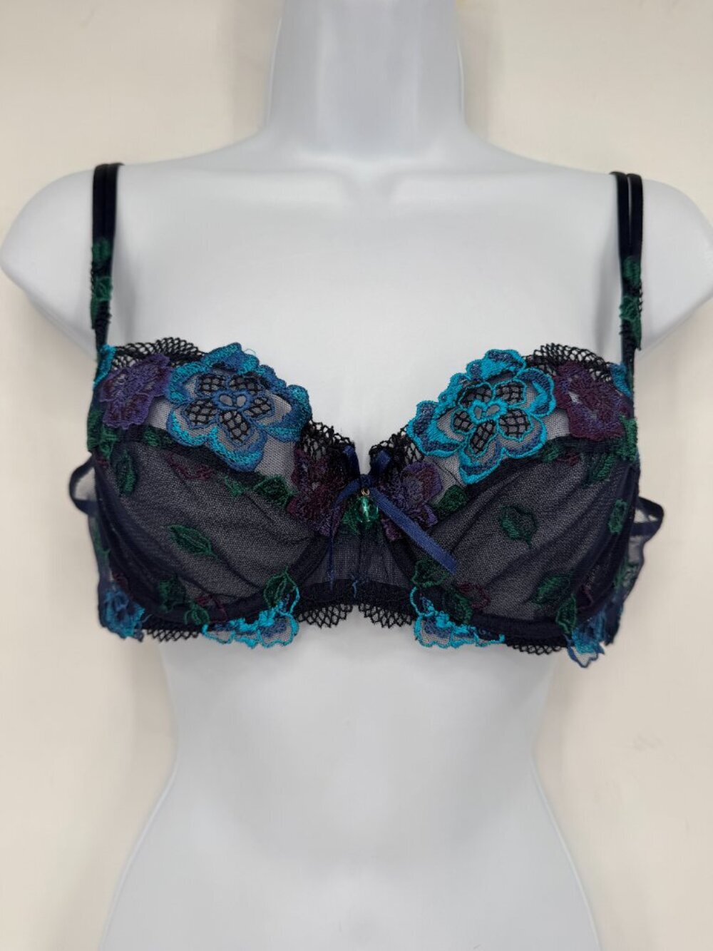 Lise Charmel 34C Sheer Embroidered Floral Underwire Bra Luxury French Lingerie